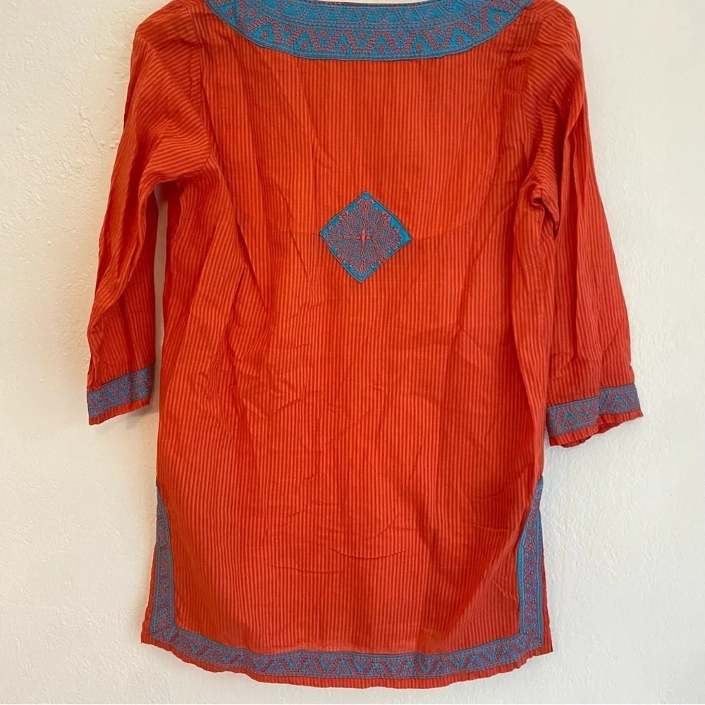 Gretchen Scott Designs Bib‎ Collar Orange and Blue Tunic